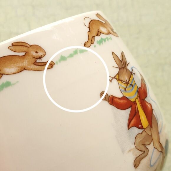 Bunnykins Royal Doulton Childs Cup Rabbits Knitting Easter Baby Gift Bone China - Picture 13 of 15